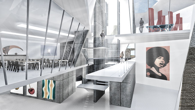 SCAPE3D_Site Art Center: render vista interna