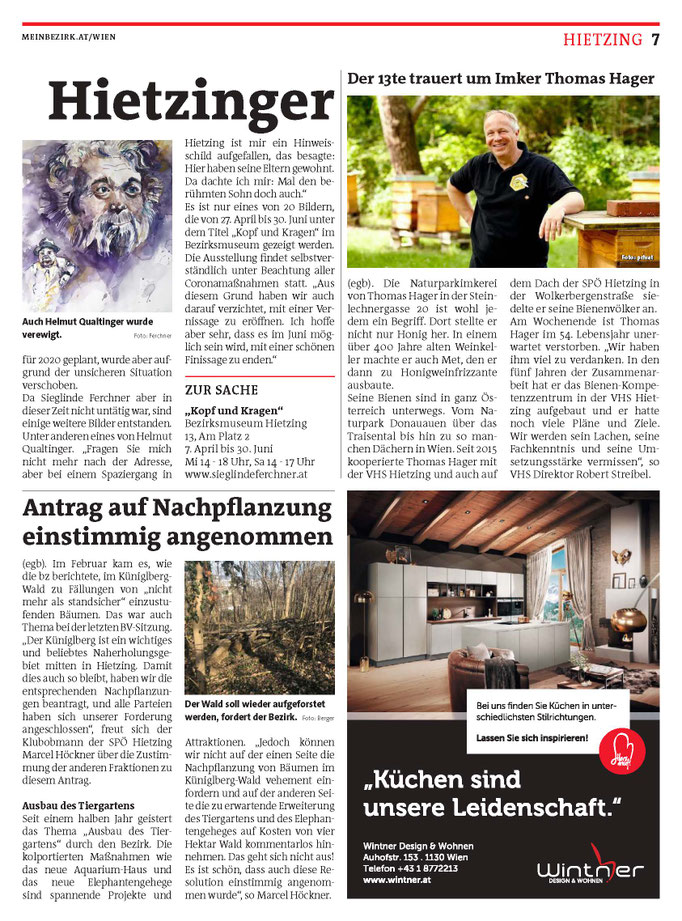 Bezirkszeitung Hietzing März 2021 Künstlerinnenportrait Teil 2