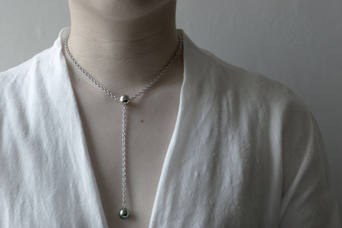 sphere Y-chain necklace  - No:19-7-N 素材 SV925 x 南洋真珠 36cm+10cm 