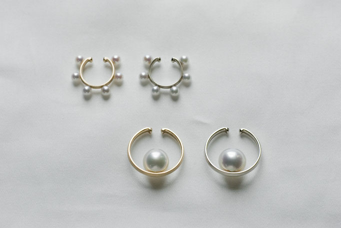 pearl earparts - 上側 No:17-11-E 素材 K10(YG) x アコヤ真珠  , No:17-12-E 素材 K10(WG) / 下側 No:17-13-E  素材 K10(YG) x 南洋真珠  , No:17-14-E  素材 K10(WG)