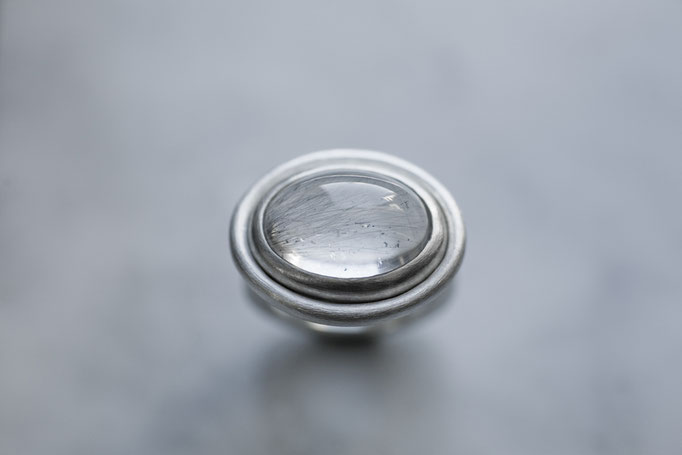 Brookite in Quarts Ring NO:23-4-R 素材 K10WG x SV925 x ブルッカイトインクウォーツ