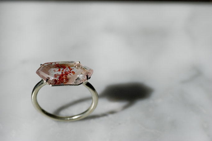 lepidocrocite in quartz ring No:21-8-R 素材 K10 x レピドクロサイトインクォーツ