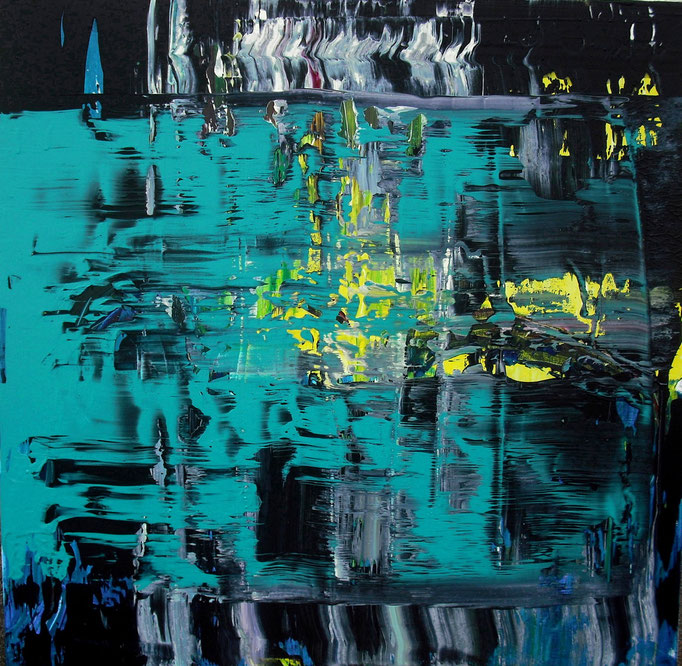 'hurried turquoise' (Acrylic on Canvas, 90x90cm) 