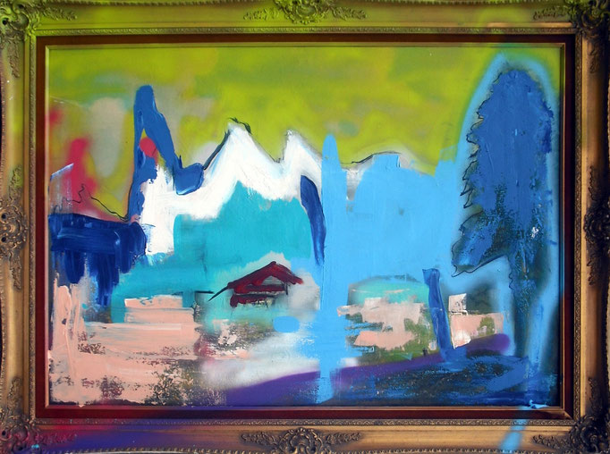 'bully waste-landscape renewed' (Spray paint, Acrylic and Ink on Canvas, 120x90cm)