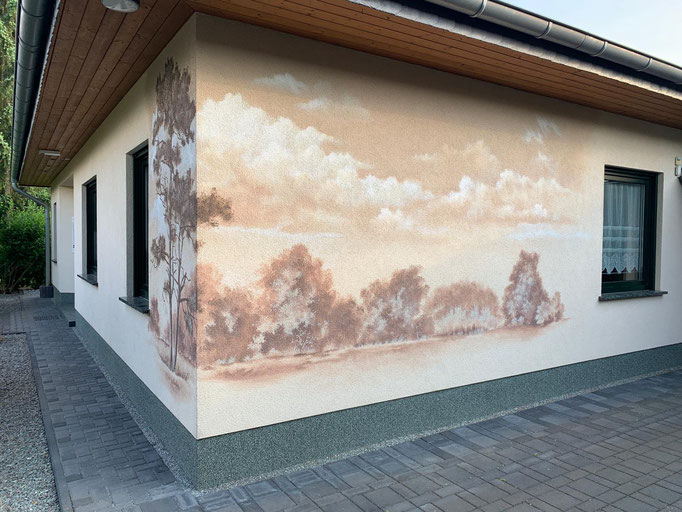 Fassadengestaltung mit Wandbild durch Wandgestaltung der Wandmalerei