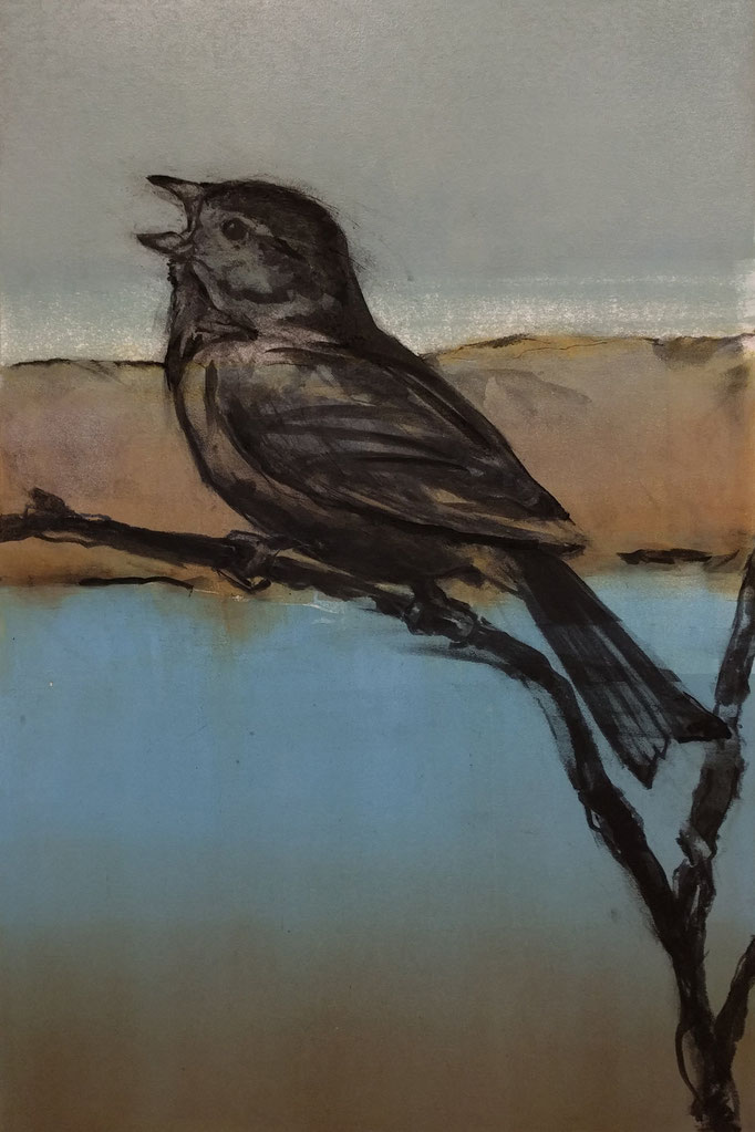 "Morning Song" monotype/charcoal, 24x18, 2018, $700