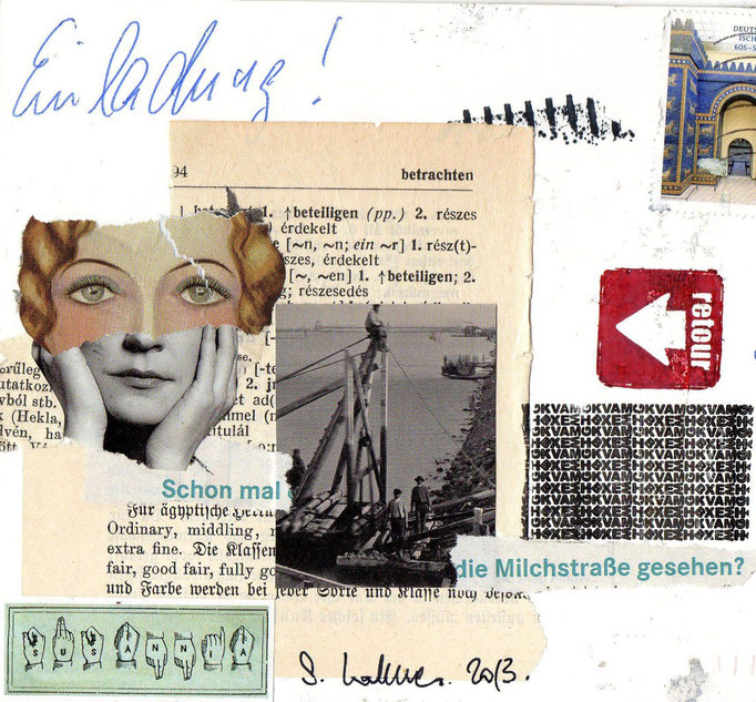 MAIL - ART PROJEKT AGAINST " WAR " by Reiner Langer   Eingehende MAIL - ART von Susanna Lakner, DEUTSCHLAND
