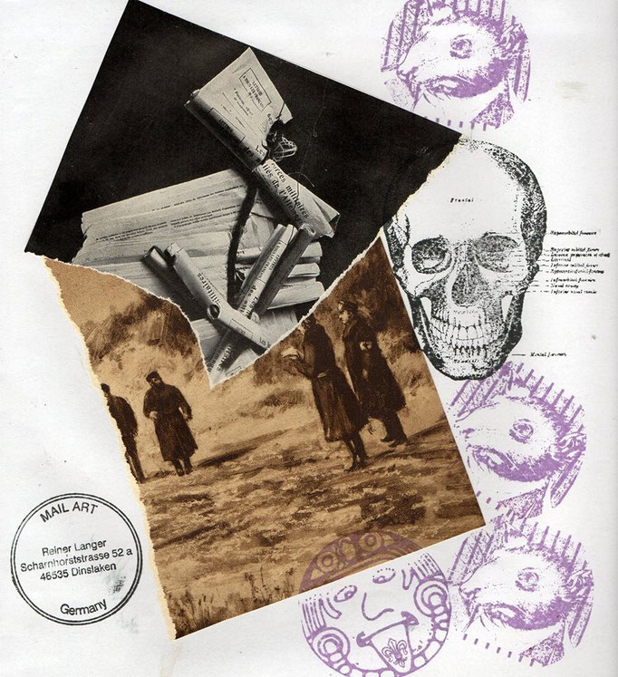 Ausgehende MAIL - ART Projekt AGAINST " WAR " by Reiner Langer   an Claudio Romeo , ITALIEN 