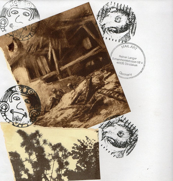 Ausgehende MAIL - ART Projekt AGAINST " WAR " by Reiner Langer   an Cheryl Penn , SÜDAFRIKA 