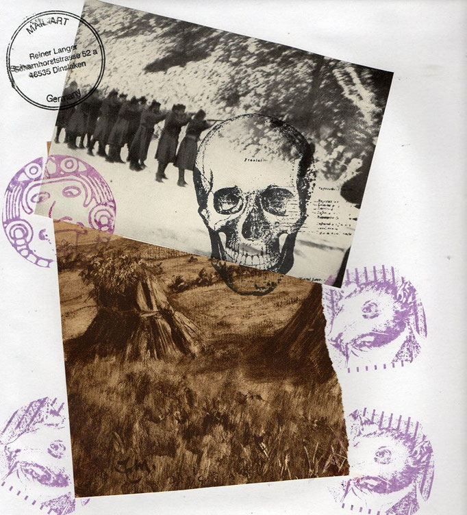 Ausgehende MAIL - ART Projekt " WAR " by Reiner Langer   an Michael Goetz No. 2 , USA