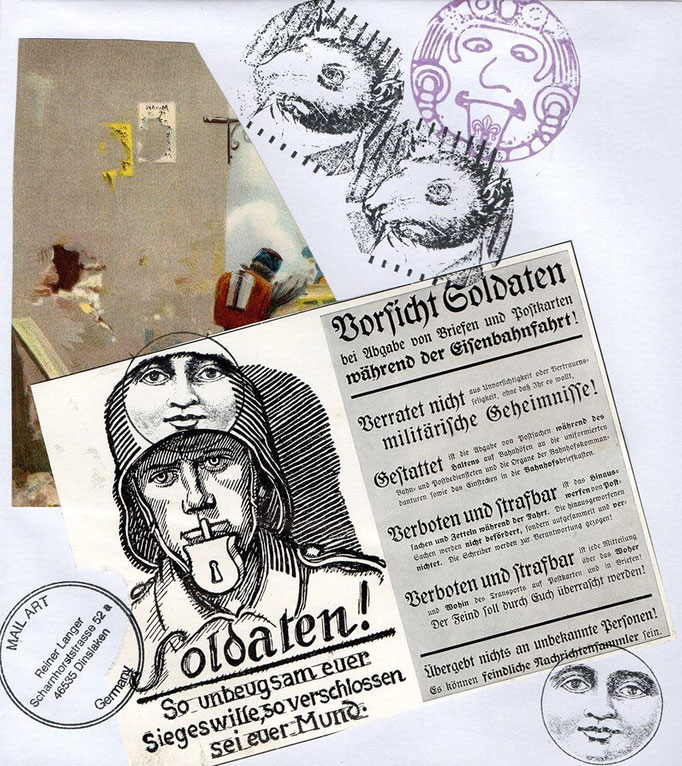 Ausgehende MAIL -ART Projekt AGAINST " WAR " by Reiner Langer   an Brandstifter , DEUTSCHLAND 