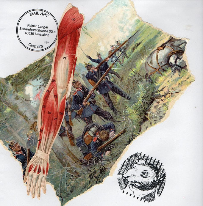 Ausgehende MAIL - ART Projekt " WAR " by Reiner Langer  an Heike Sackmann, Deutschland