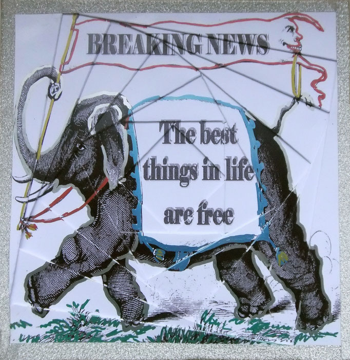 Foto Folding Elefant "Breaking News" nachcoloriert