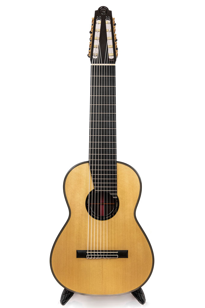 Front view of a 10-string Concert Classical Guitar crafted by Hervé Lahoun-H441guitare