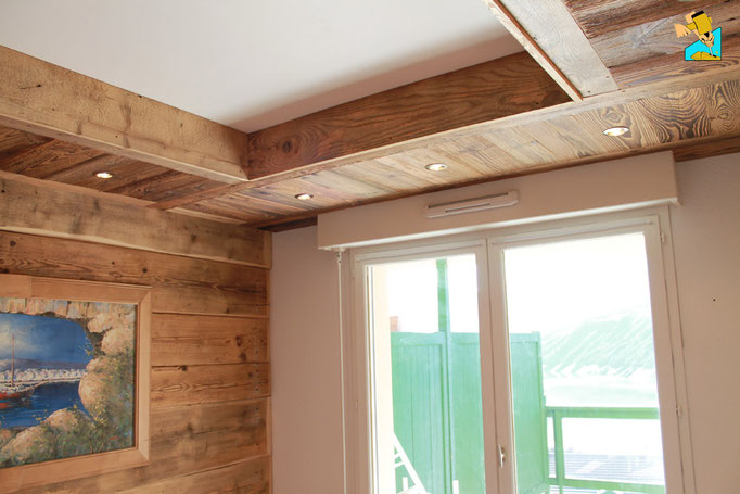 Plafond en vieux dans une chambre verchaix samoens concept bois