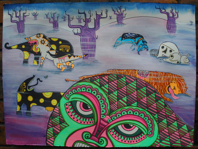 Neon Wars, Ink on Paper, 750 x 570 mm, 2009
