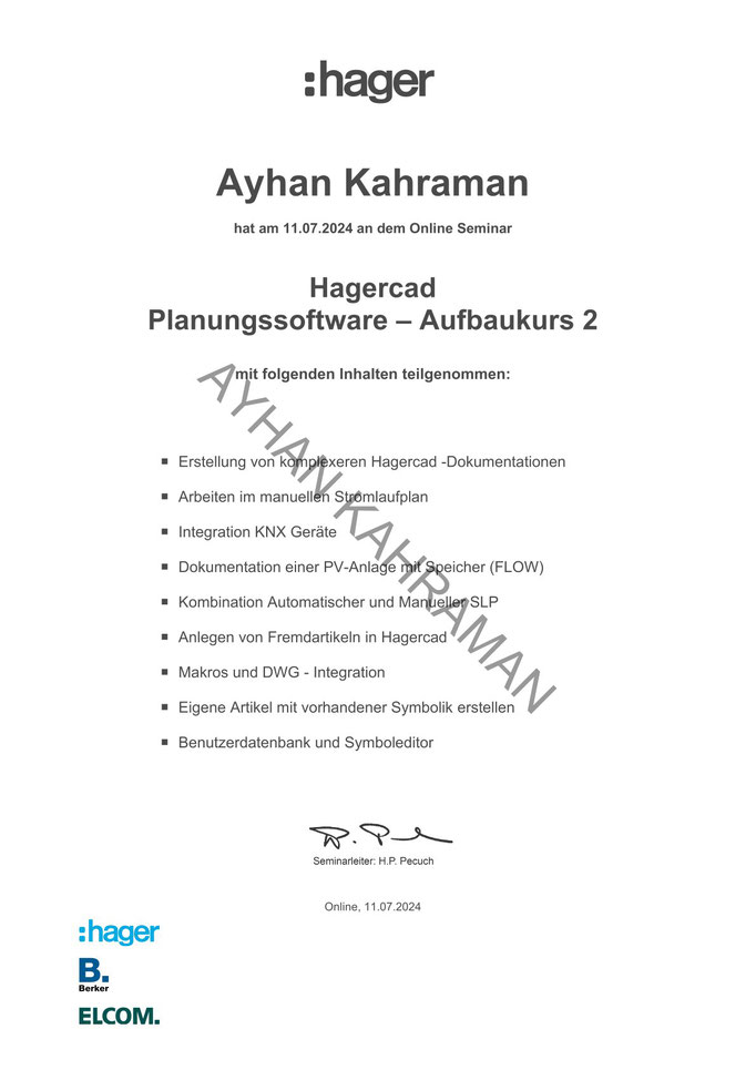 HagerCAD Aufbaukurs 2