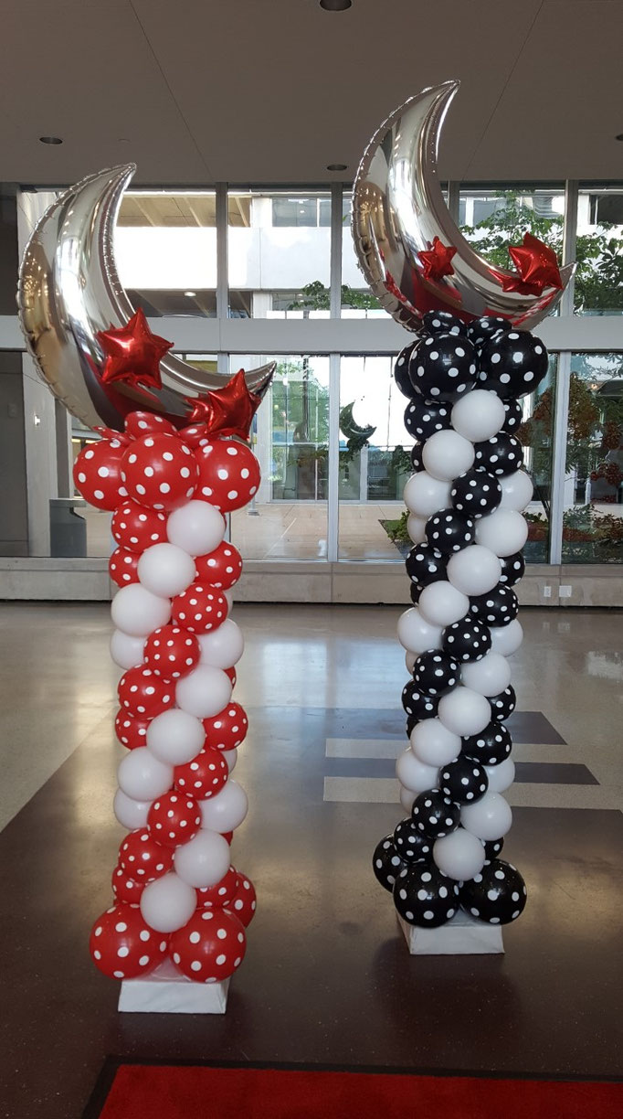 Air-Filled Balloon Star Moon Columns Red White Black