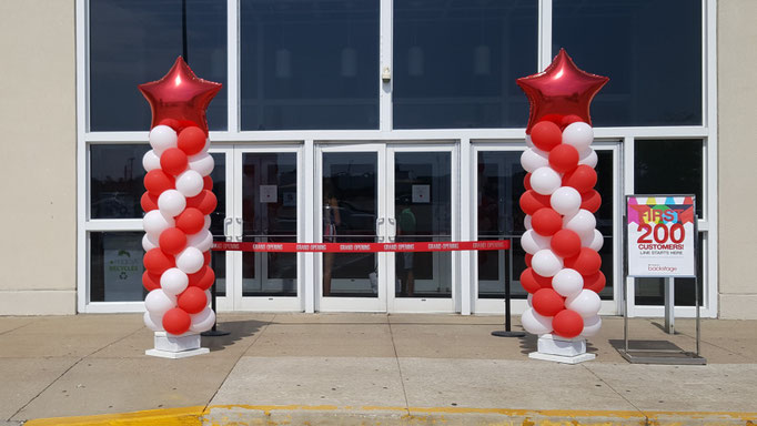 Air-Filled Balloon Column Red White Swirl Matching