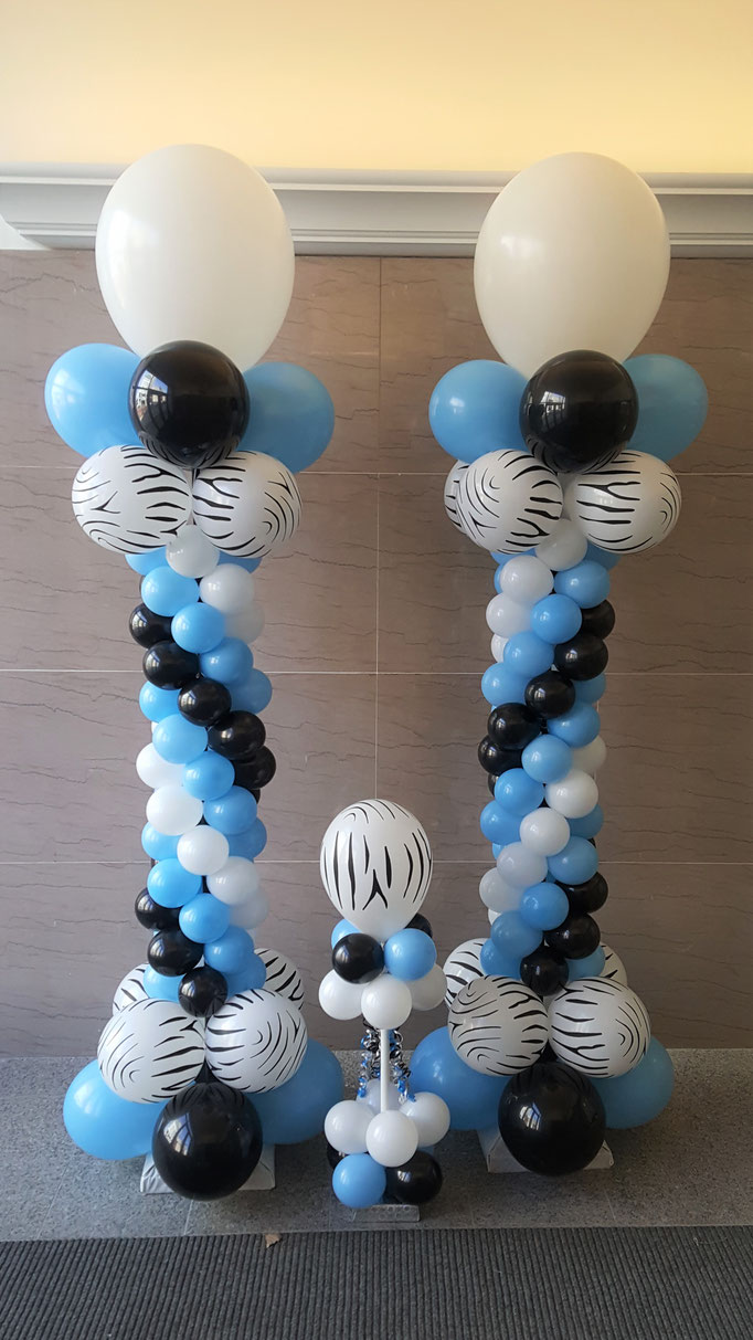 Air-Filled Balloon Column Blue Black White Swirl