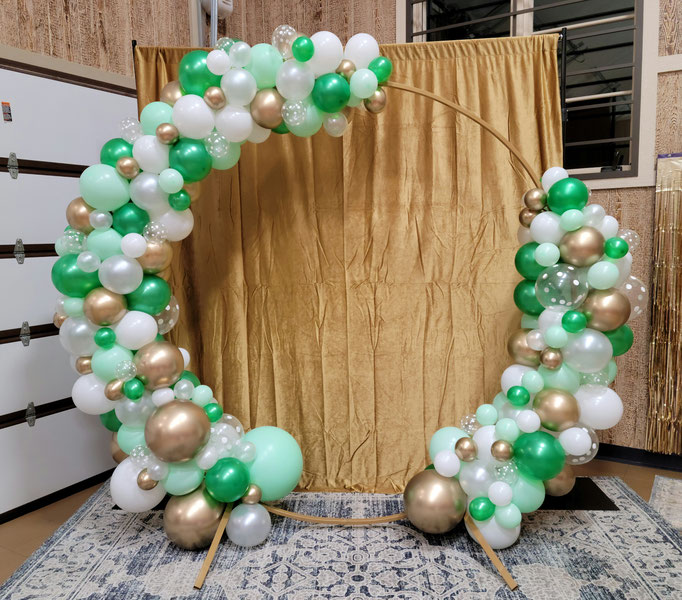 Air-Filled Circle Arch Emerald Green Gold Matte Green White