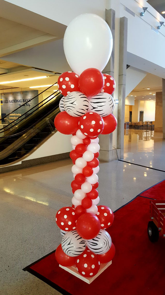 Red White Black Air-Filled Balloon Column Riley Hospital