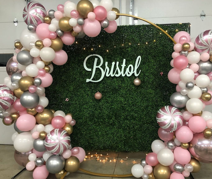 Air-Filled Circle Arch Pink White Gold