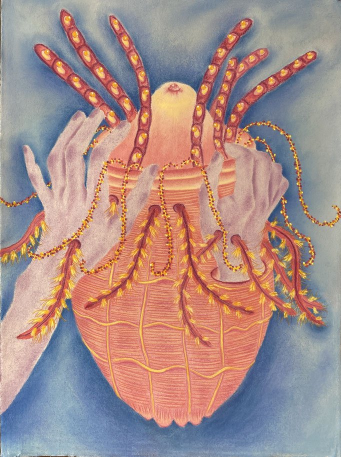 Caressing Hope 3, 2025| Pastel op Khadi paper | 100x70cm