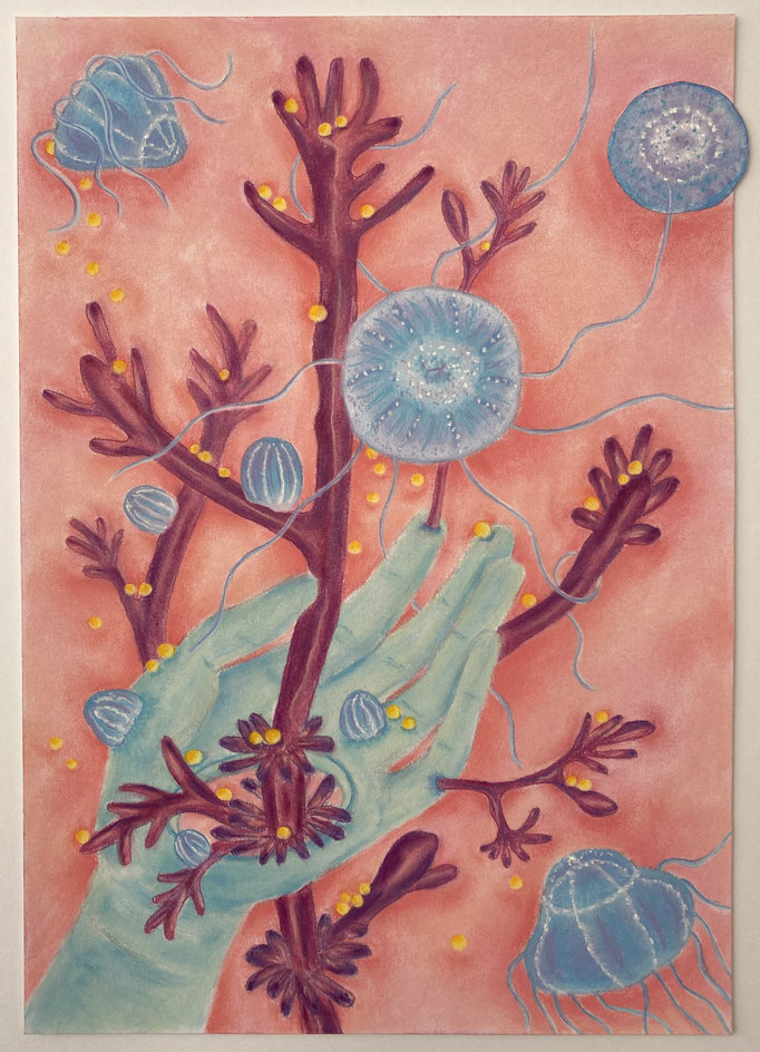 Caressing Hope 1, 2025| 50x35cm | Pastel op paper 