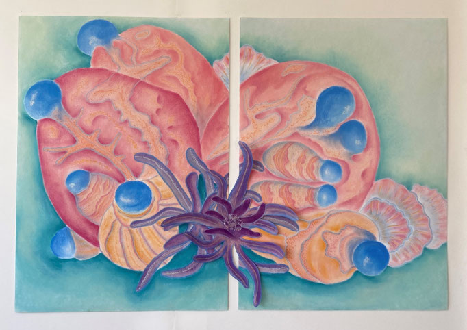 Ocean affair, tweeluik, 2024 | 70x50cm (x2) | Pastel op papier
