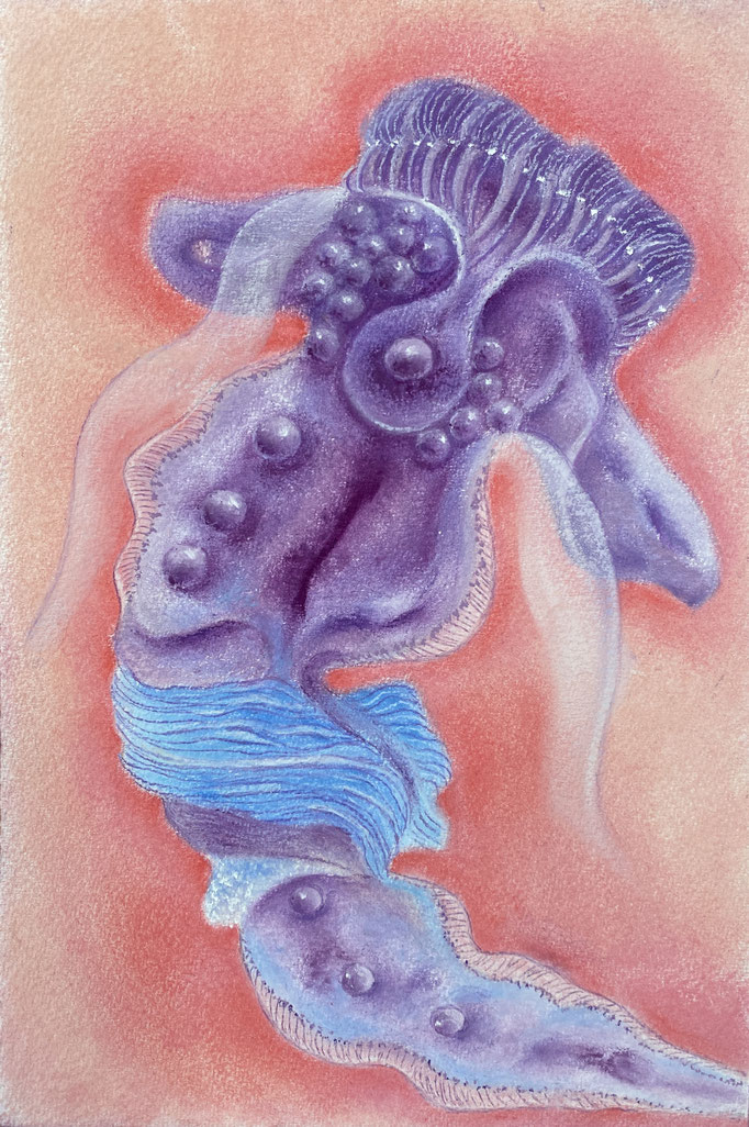Deep sea worms serie (7), 2024 | 30x20cm | Pastel op papier
