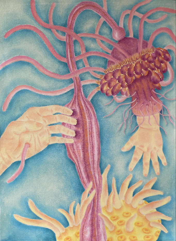 Caressing Hope 4, 2025 | 100x70cm | Pastel op Khadi papier