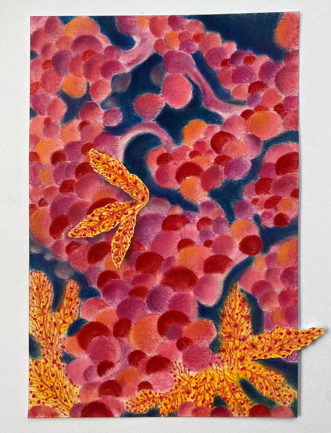 Life beyond light, deep sea close up 2, 2023 | 30x20cm | Pastel, pastelpotlood op papier 
