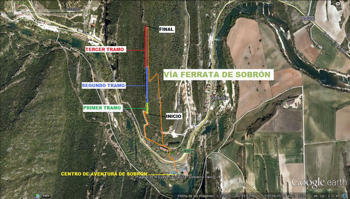 Croquis de la Vía Ferrata de Sobrón