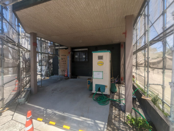 住宅ガレージ補強鉄骨：工事写真