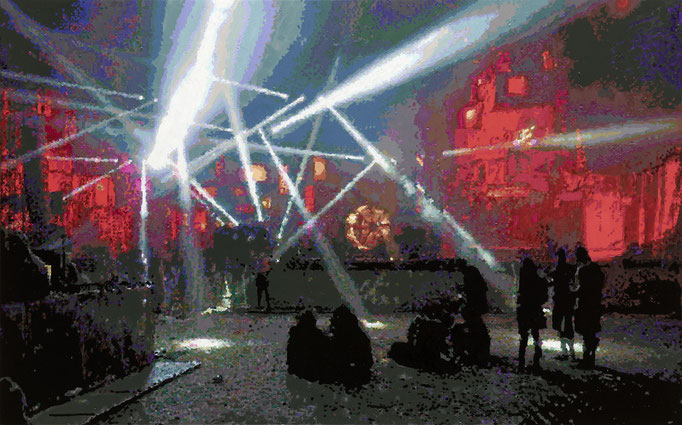  Römer + Römer „Palapa Bühne“, 2020, Öl auf Leinwand, 75 x 120 cm