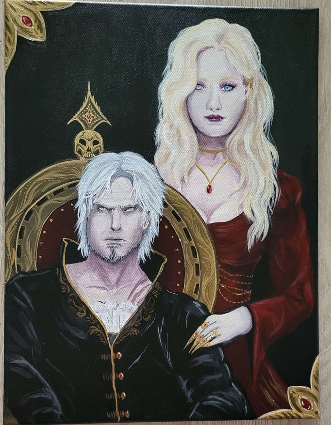Auftragsarbeit 30x40cm Vampir-Familie 2024