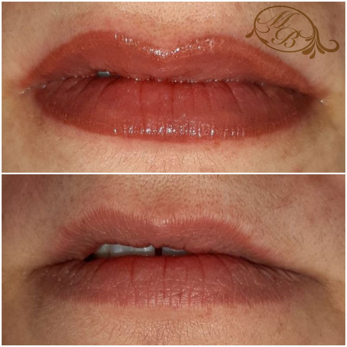 Lippenkontur-Korrektur mit Aquarell-Schattierung