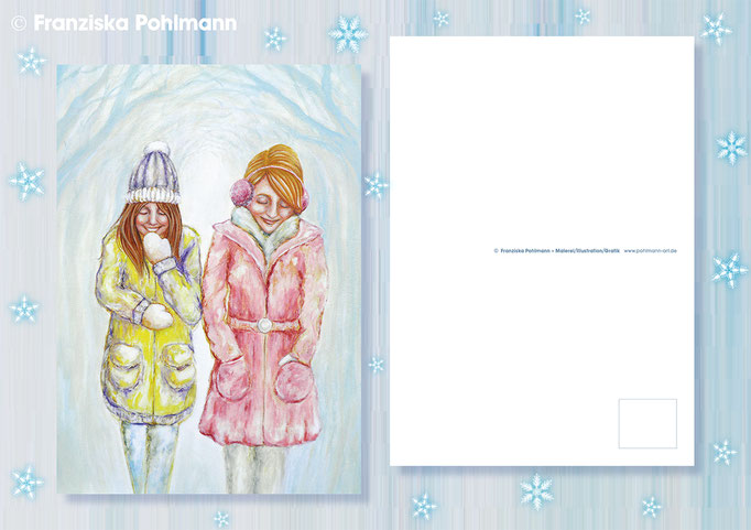Postkarte "Winterspaziergang" (300 g/m2 Chromokarton matt, Digitaldruck) I Format: A6 I Preis: 1,80 Euro zzgl. Versandkosten
