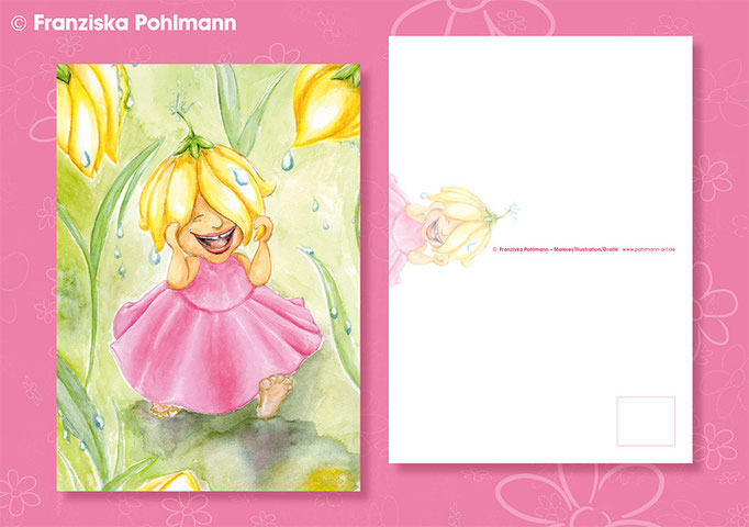 Postkarte "Happy Rainy Day" (300 g/m2 Chromokarton matt, Digitaldruck) I Format: A6 I Preis: 1,80 Euro zzgl. Versandkosten