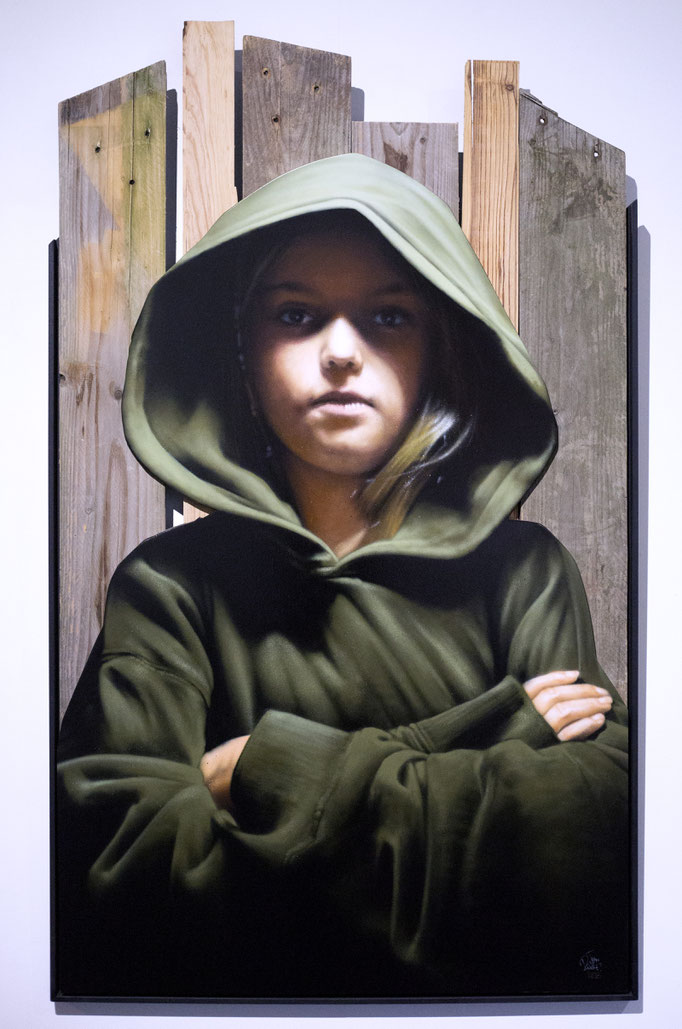 HOLD ON - Jean Rooble - Wood and spraypaint on mdf - 160 x 100 cm (2018)