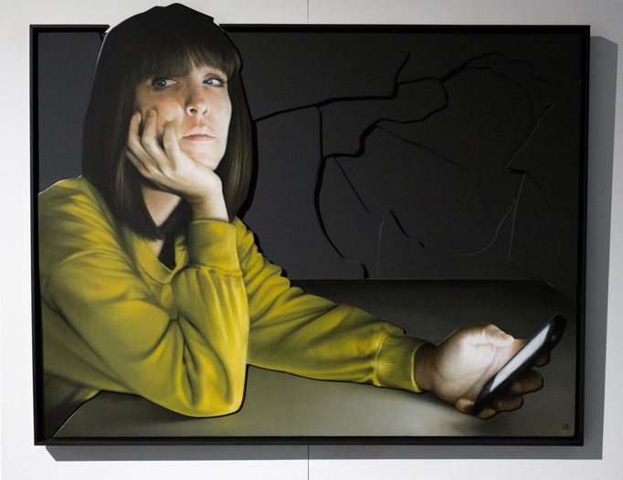 NEWSFEED - Jean Rooble - Spraypaint and acrylic on mdf - 122 x 155 cm (2019)