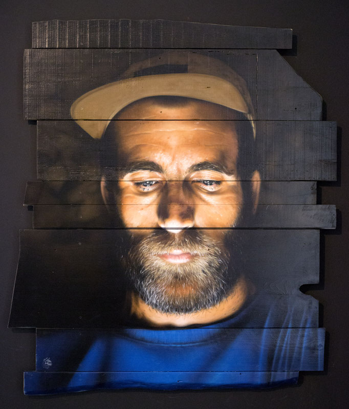 NOTIFICATIONS - Jean Rooble - Spraypaint on wood - 160 x 130 cm (2018)