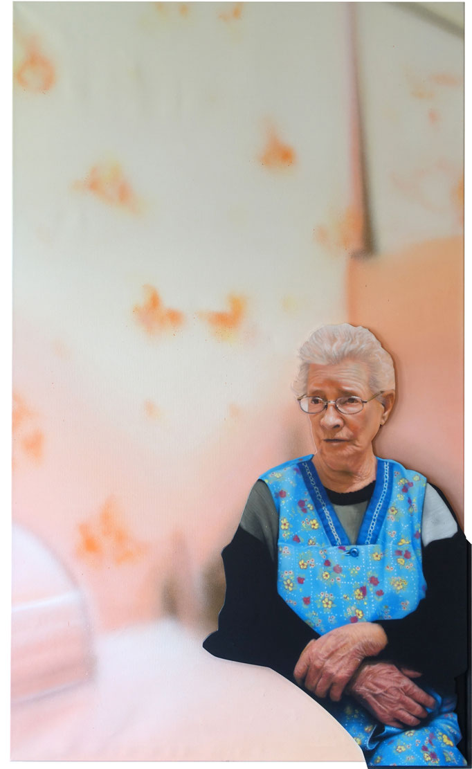GRANDMA'S HANDS - Spraypaint on canvas and MDF - 200 x 120 cm (2023)