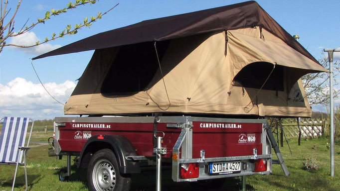 Faltcaravan, Campinganhänger, Zeltanhänger, Autodachzelt, Dachzelt, Campingtrailer, FreeBird-Trailer, MGO, Montegrosso Outdoor