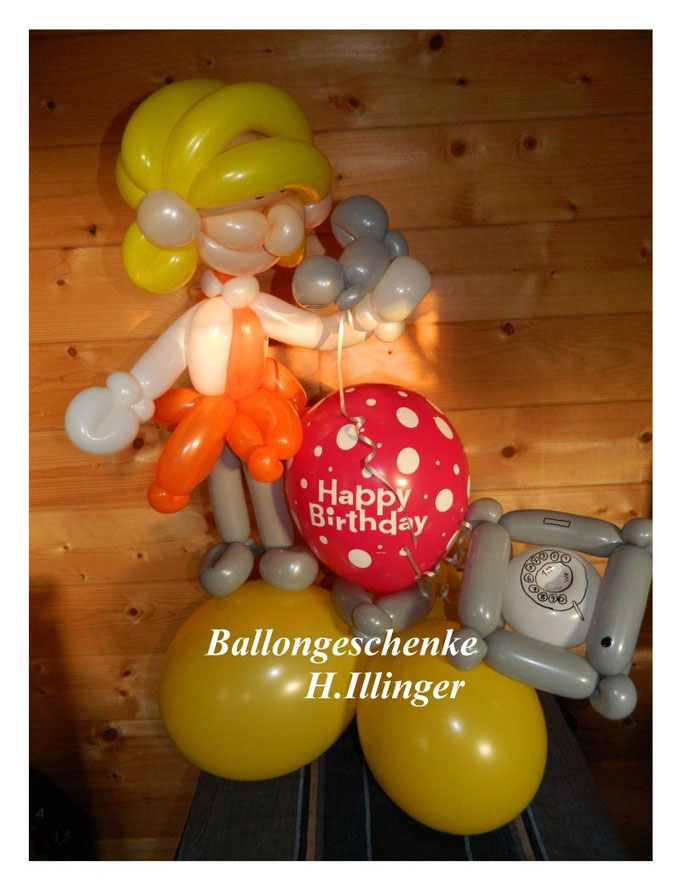 Sekretärin mit Motivballon und Telefon  - Preis 17,50 €