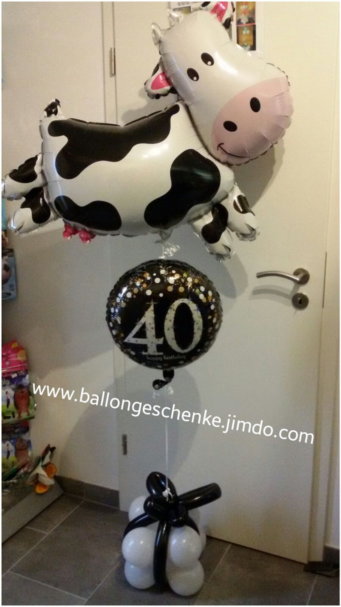Ballonkiste mit Kuh und kleinem Motivballon - 22,00€