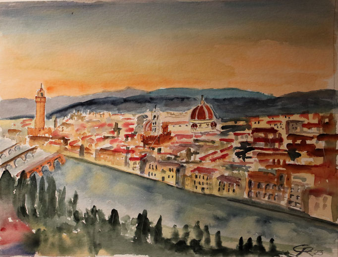 Blick auf Florenz, Aquarell (2023)