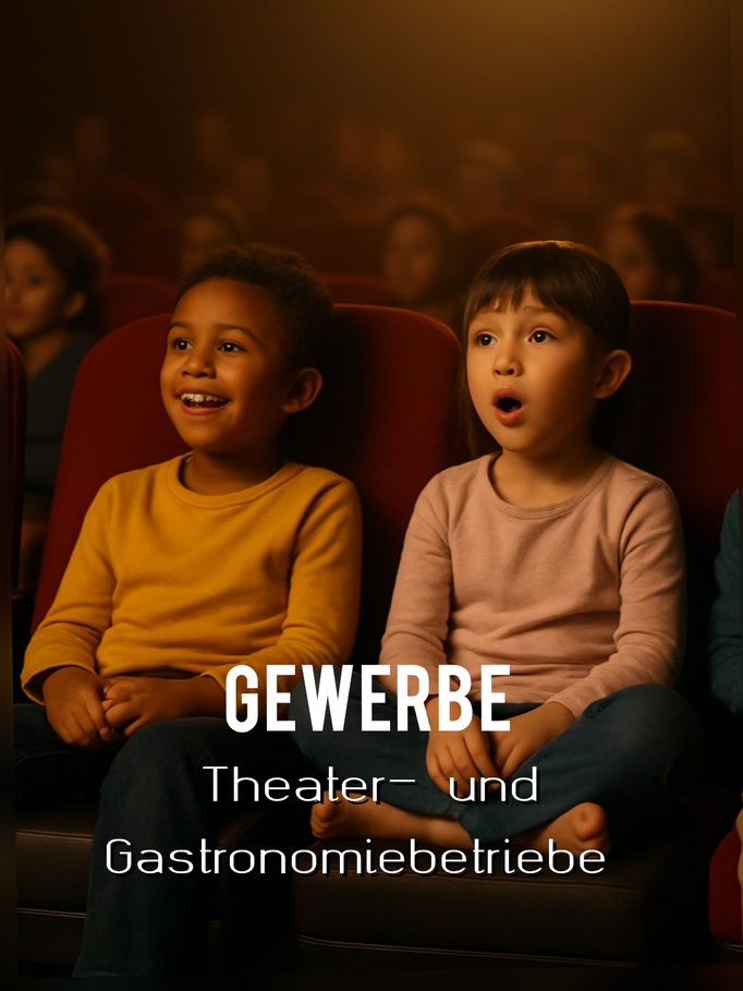 Kinder sitzen im Theater auf Kindersitzkissen im Theatersessel auf optimaler Höhe