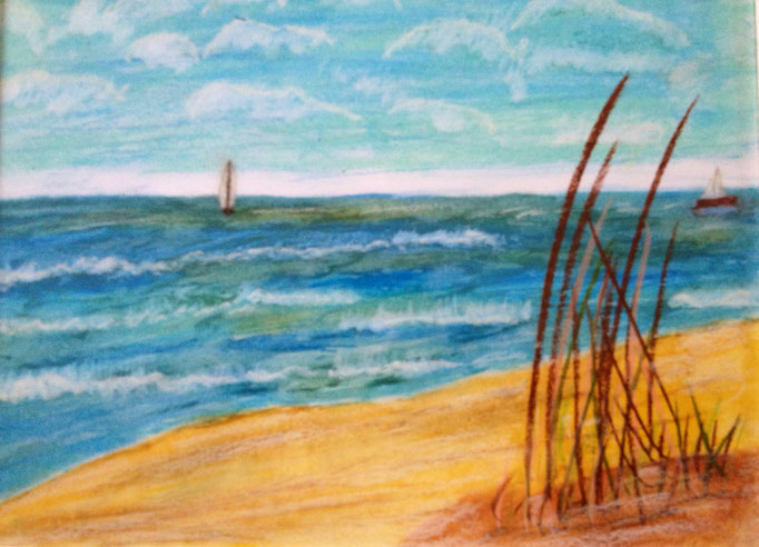 Strand, Wachsfarbstifte